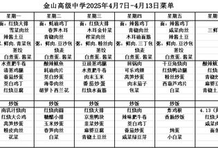 金山高级中学食堂2025年4月7日-4月13日菜单