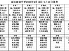 金山高级中学食堂2025年4月14日-4月20日菜单