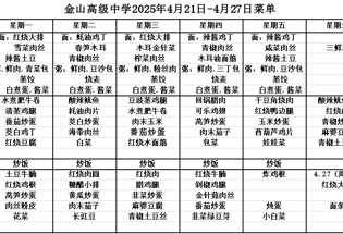金山高级中学食堂2025年4月21日-4月27日菜单